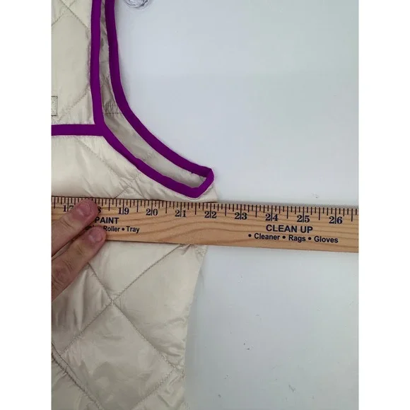 Columbia PFG Quilted Vest Womens Large Full Zip Sleeveless Top Off White  Purple - Picture 7 of 16